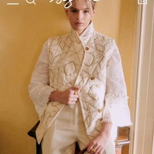 Sezane Cream Carlo Quilted Vest Jacket Size 2